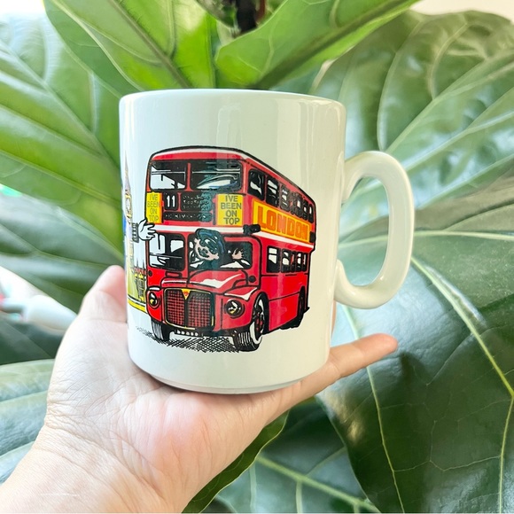 Vintage London Travel Souvenir Made in England Stamped Mug Big Ben Double Bus - Picture 3 of 6